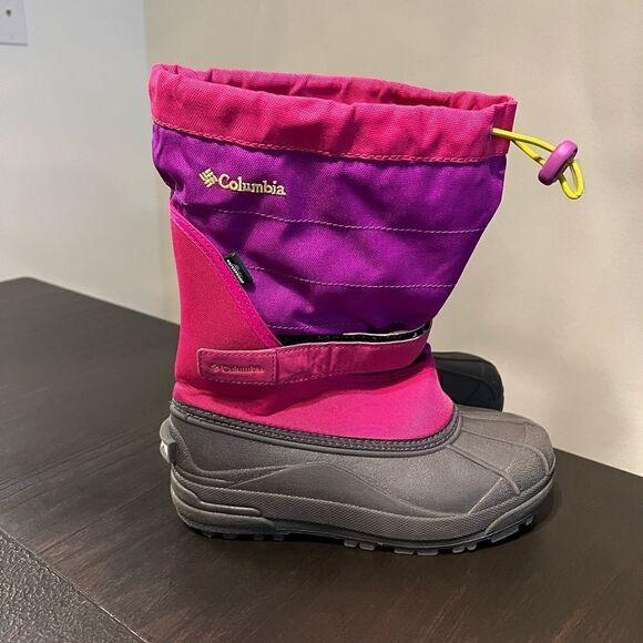 Columbia Girls Powderbug Forty Mismatched Purple Pink Snow Boots Size 5 - Picture 1 of 7